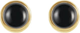 14K Gold Natural Black Onyx Round Bezel-Set Earrings – 3mm Stones - Yellow Gold - view 4