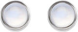 14K Gold Natural Rainbow Moonstone Round Bezel-Set Earrings – 3mm Stones - White Gold - view 4