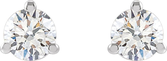 14K Gold Lab-Grown Diamond Round 3-Prong Cocktail-Style Stud Earrings – 2.5-7.5mm Stones - White Gold - view 6