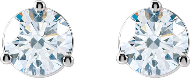 14K Gold Lab-Grown Diamond Round 3-Prong Cocktail-Style Stud Earrings – 2.5-7.5mm Stones - White Gold - view 6