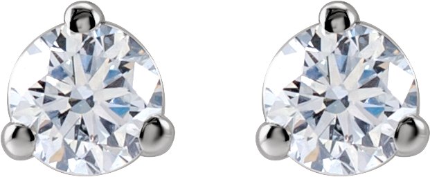 14K Gold Lab-Grown Diamond Round 3-Prong Cocktail-Style Stud Earrings – 2.5-7.5mm Stones - White Gold - view 6