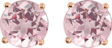 14K Gold Natural Pink Morganite Round 4-Prong Lightweight Stud Earrings - Rose Gold - view 26