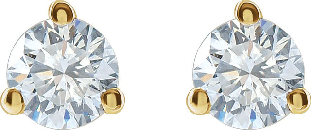 14K Gold Lab-Grown Diamond Round 3-Prong Cocktail-Style Stud Earrings – 2.5-7.5mm Stones - Yellow Gold - view 6