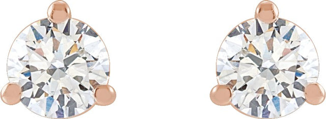 14K Gold Lab-Grown Diamond Round 3-Prong Cocktail-Style Stud Earrings – 2.5-7.5mm Stones - Rose Gold - view 12