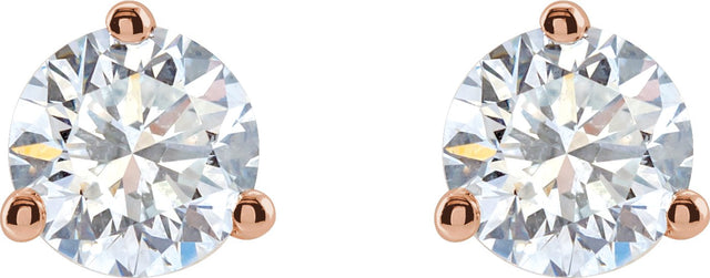 14K Gold Lab-Grown Diamond Round 3-Prong Cocktail-Style Stud Earrings – 2.5-7.5mm Stones - Rose Gold - view 6