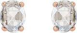 14K Gold Natural Diamond Oval 4-Prong Rose-Cut Stud Earrings - Rose Gold - view 4