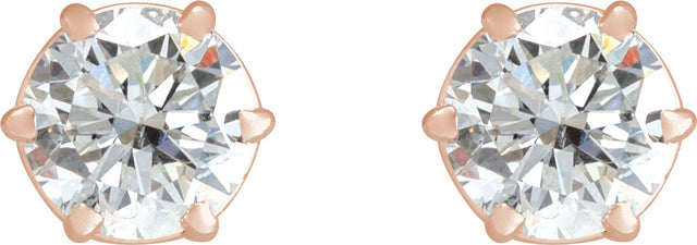 14K Gold Lab-Grown Diamond Round 6-Prong Stud Earrings - Rose Gold - view 6