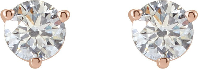 14K Gold Lab-Grown Diamond Round 3-Prong Stud Earrings - Rose Gold - view 8