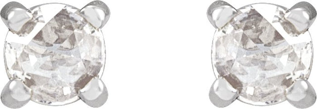 Platinum Natural Diamond Round 4-Prong Claw Rose-Cut Stud Earrings - view 6