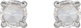 Platinum Natural Diamond Round 4-Prong Claw Rose-Cut Stud Earrings - view 6