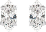 Platinum Natural Diamond Marquise 4-Prong Lightweight Stud Earrings - view 4