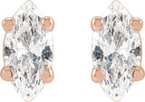 14K Gold Natural Diamond Marquise 4-Prong Lightweight Stud Earrings - Rose Gold - view 4
