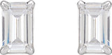 14K Gold Emerald Lab-Grown Diamond Stud Earrings - White Gold - view 4