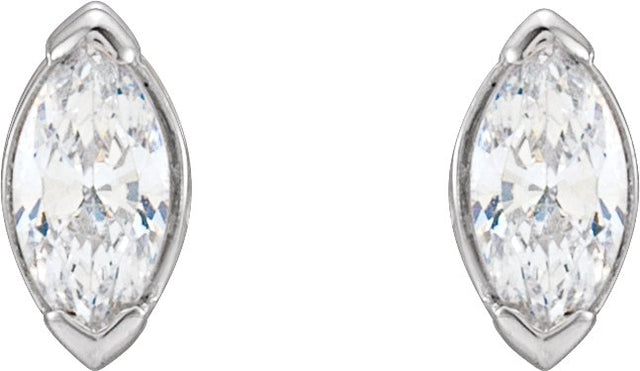 14K Gold Marquise Lab-Grown Diamond Stud Earrings - White Gold - view 4