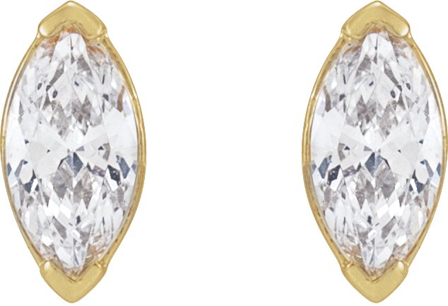 14K Gold Marquise Lab-Grown Diamond Stud Earrings - Yellow Gold - view 4