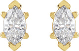 14K Gold Lab-Grown Diamond Marquise 6-Prong V-End Stud Earrings - White Gold - view 6