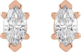 14K Gold Lab-Grown Diamond Marquise 6-Prong V-End Stud Earrings - Rose Gold - view 6