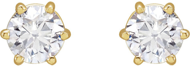 14K Gold Natural Diamond Round 6-Prong Stud Earrings - Yellow Gold - view 6