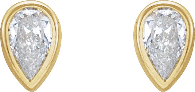 14K Gold Lab-Grown Diamond Pear Bezel-Set Stud Earrings – 3x2mm - Yellow Gold - view 6