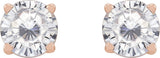 14K Gold Lab-Grown Moissanite Round 4-Prong Lightweight Stud Earrings - Rose Gold - view 10