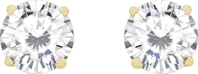 14K Gold Lab-Grown Moissanite Round 4-Prong Lightweight Stud Earrings - Yellow Gold - view 10