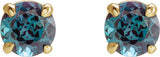 14K Gold Lab-Grown Alexandrite Round 4-Prong Claw Stud Earrings - Yellow Gold - view 4