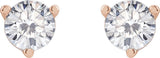 14K Gold Lab-Grown Moissanite Round 3-Prong Stud Earrings - Rose Gold - view 2