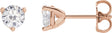 14K Gold Lab-Grown Moissanite Round 3-Prong Stud Earrings - Rose Gold