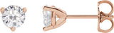 14K Gold Lab-Grown Moissanite Round 3-Prong Stud Earrings - Rose Gold