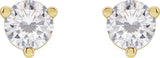18K Gold Lab-Grown Moissanite Round 3-Prong Stud Earrings - Yellow Gold - view 2