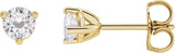 14K Gold Lab-Grown Moissanite Round 3-Prong Stud Earrings - Yellow Gold
