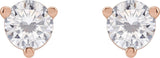 14K Gold Lab-Grown Moissanite Round 3-Prong Stud Earrings - Rose Gold - view 2