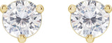 14K Gold Lab-Grown Moissanite Round 3-Prong Stud Earrings - Yellow Gold - view 2