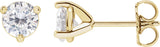 14K Gold Lab-Grown Moissanite Round 3-Prong Stud Earrings - Yellow Gold