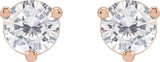 14K Gold Lab-Grown Moissanite Round 3-Prong Stud Earrings - Rose Gold - view 2