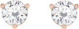 14K Gold Lab-Grown Moissanite Round 3-Prong Stud Earrings - Rose Gold - view 2