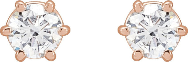 14K Gold Lab-Grown Diamond Round 6-Prong Stud Earrings - Rose Gold - view 6