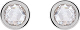 Platinum Natural Diamond Round Bezel-Set Rose-Cut Stud Earrings - view 6