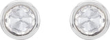 Platinum Natural Diamond Round Bezel-Set Rose-Cut Stud Earrings - view 6