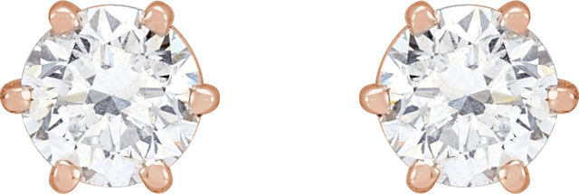 14K Gold Lab-Grown Diamond Round 6-Prong Stud Earrings - Rose Gold - view 6