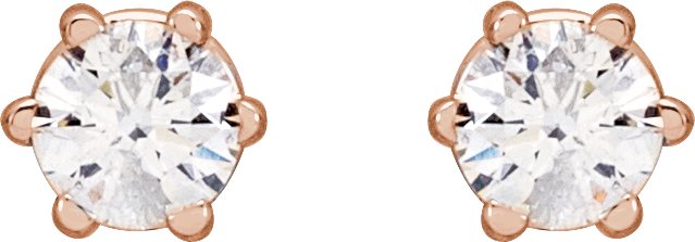 14K Gold Lab-Grown Diamond Round 6-Prong Stud Earrings - Rose Gold - view 8
