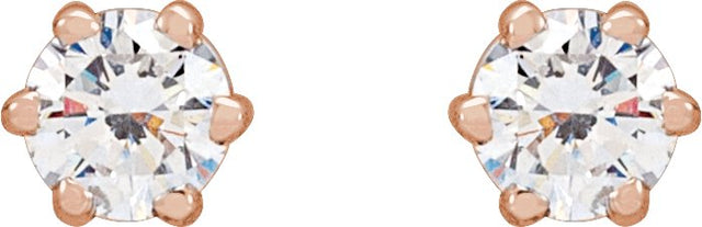 14K Gold Lab-Grown Diamond Round 6-Prong Stud Earrings - Rose Gold - view 6