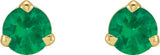 14K Gold Natural Emerald Round 3-Prong Claw Cocktail-Style Stud Earrings - Yellow Gold - view 4