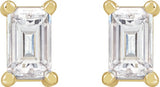 14K Gold Natural Diamond Straight Baguette 4-Prong Stud Earrings - Yellow Gold - view 6