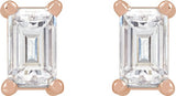 14K Gold Lab-Grown Diamond Straight Baguette 4-Prong Stud Earrings - Rose Gold - view 6