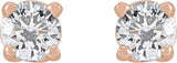 14K Gold Lab-Grown Diamond Round 4-Prong Stud Earrings - Rose Gold - view 6