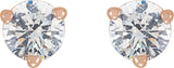 14K Gold Natural Diamond Round 3-Prong Stud Earrings – 1/5 CTW - Rose Gold - view 8