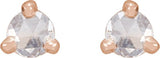 14K Gold Natural Diamond Round 3-Prong Claw Rose-Cut Stud Earrings - Rose Gold - view 7