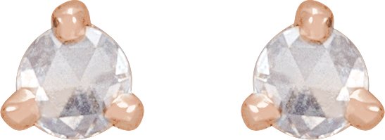 14K Gold Natural Diamond Round 3-Prong Claw Rose-Cut Stud Earrings - Rose Gold - view 7