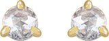 14K Gold Natural Diamond Round 3-Prong Claw Rose-Cut Stud Earrings - Yellow Gold - view 6